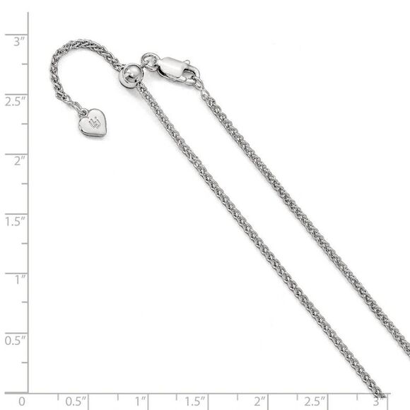 1.6mm Sterling Silver Adjustable Spiga Chain Necklace, 30 Inch - Picture 2 of 5